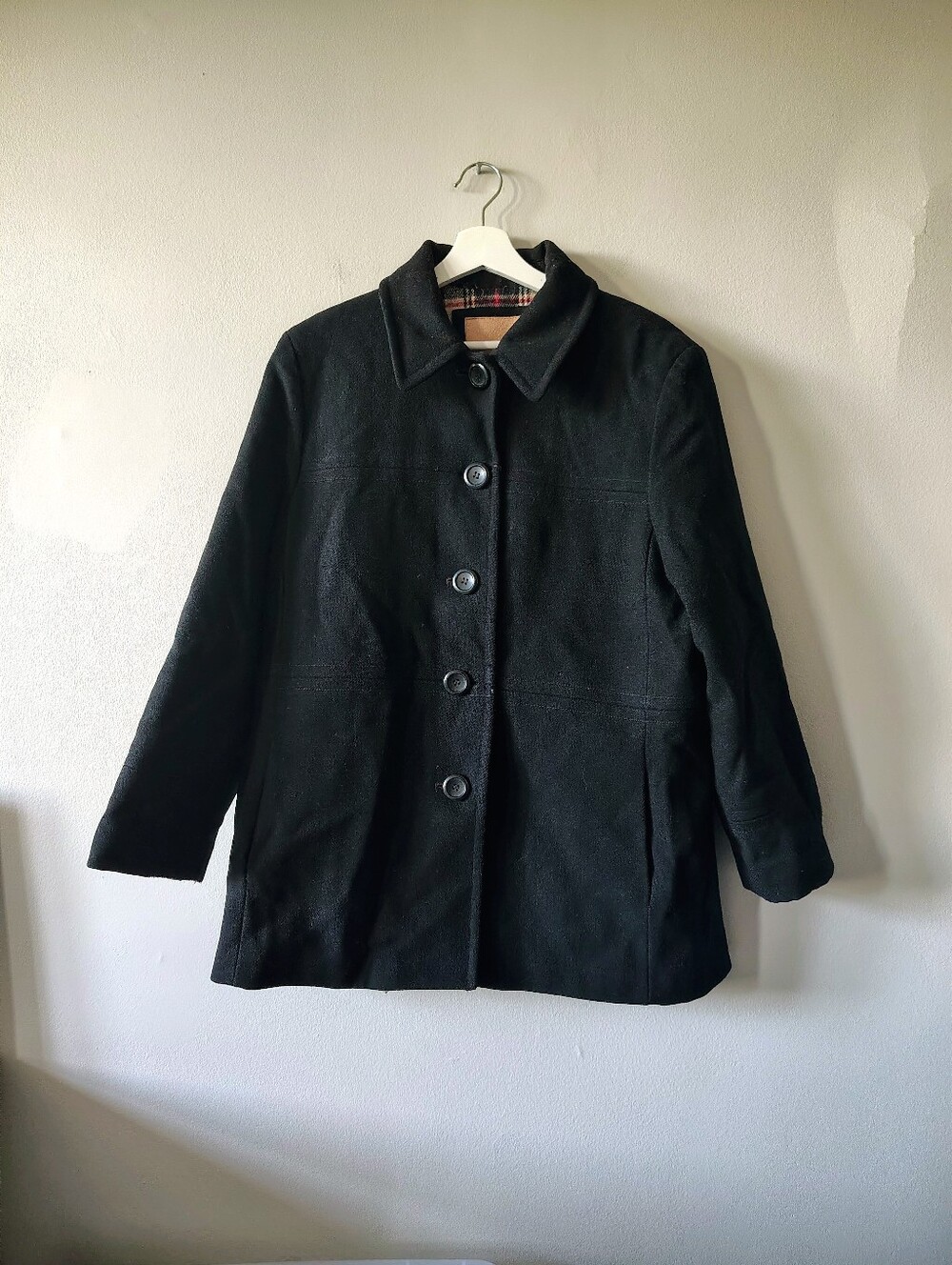 Vintage 100% Wool Black Peacoat
